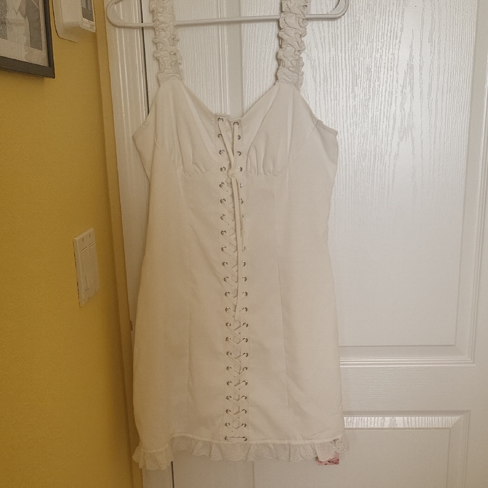 White Lace-Up Dress
